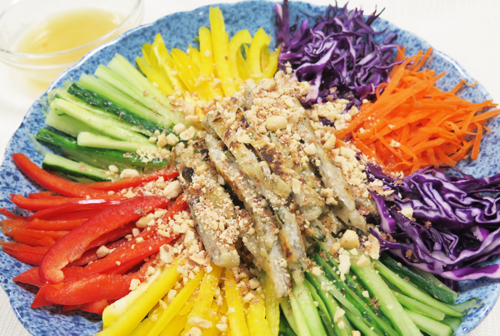 Mixed Vegetables Salad with Minced Mud Carp